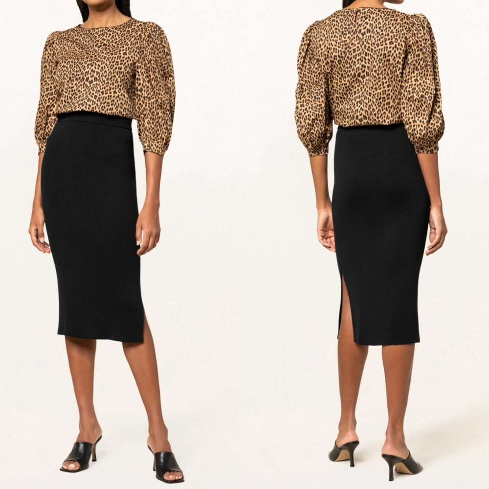 Marella by MaxMara | Animal Print Blouse with Puff Sleeves